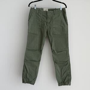 Nili Lotan Cropped Military Pant Womens 4 Green Cotton Twill Tapered Army Edgy